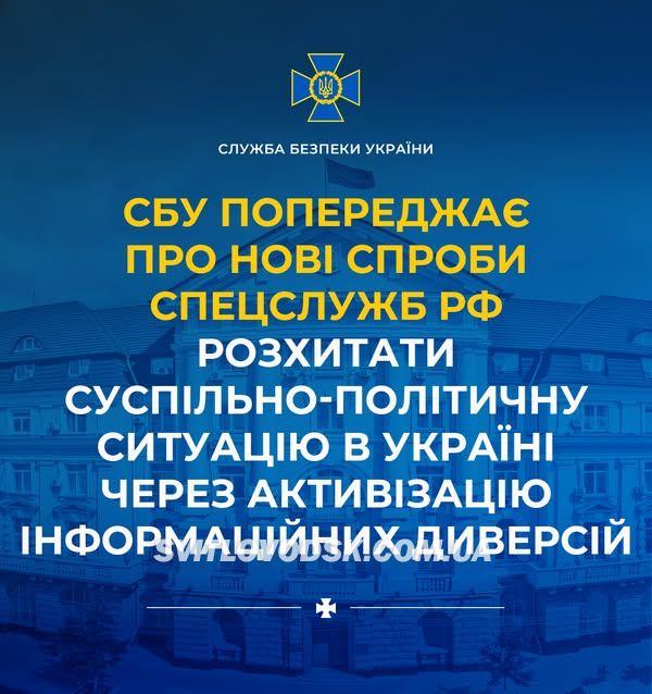 СБУ попереджає про нові спроби спецслужб рф розхитати суспільно-політичну ситуацію в Україні