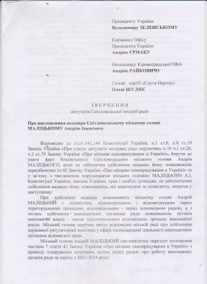 У Світловодську депутати висловили недовіру міському голові Андрію Маліцькому