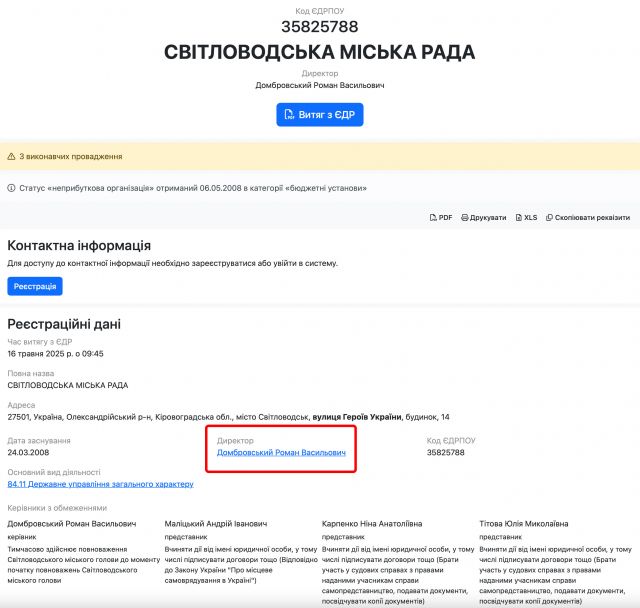 У держреєстрі зміни: Роман Домбровський — керівник Світловодської міської ради (ОПИТУВАННЯ) У держреєстрі зміни: Роман Домбровський — керівник Світловодської міської ради (ОПИТУВАННЯ)
