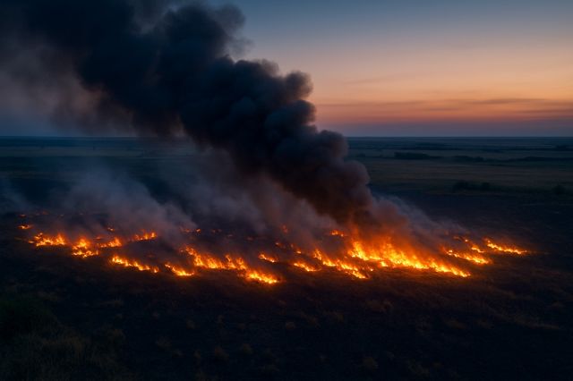 На Кіровоградщині ППО збила ворожий дрон, уламки спричинили загоряння На Кіровоградщині ППО збила ворожий дрон, уламки спричинили загоряння