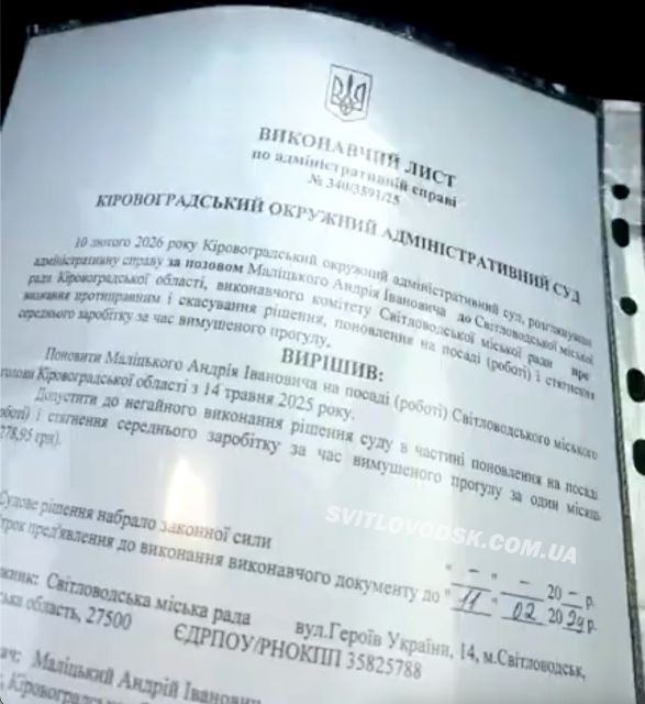 Суд поновив на посаді Андрія Маліцького (ОНОВЛЮЄТЬСЯ)